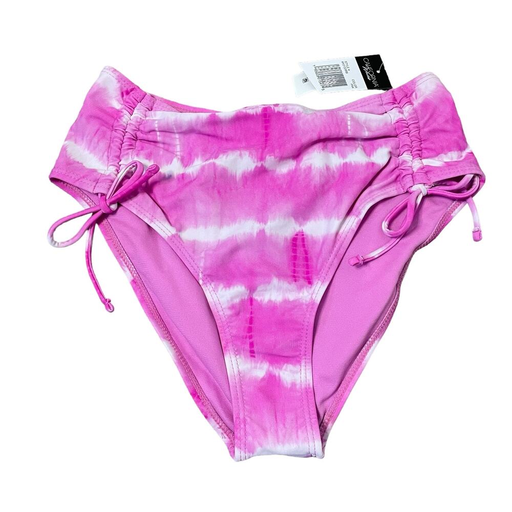 California Waves Pink Tie Dye Bikini Bottom Women's Size M NEW High Waist Swim